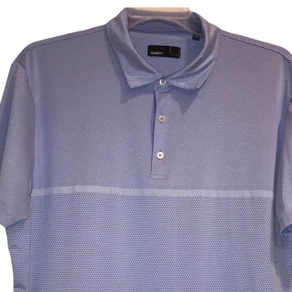 Quieti 3 Button Polo Shirt Light Blue Multi Texture Patterned  Lightweig… - Picture 3 of 9